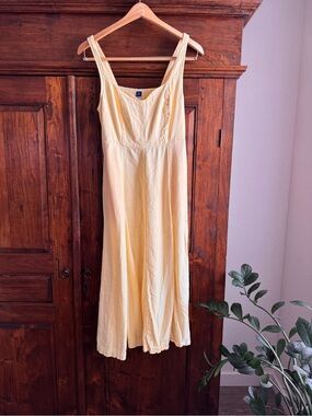 Old Navy Fit & Flare Sleeveless Linen Blend Midi Dress Sweetheart Neckline XS